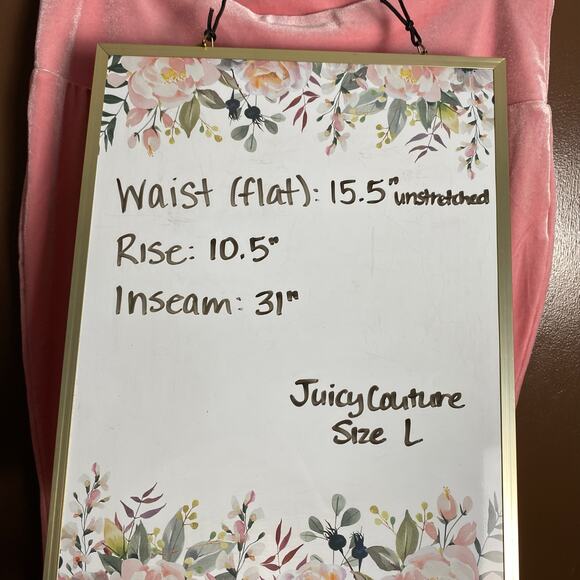 Juicy by Juicy Couture Sz L Pink Velour Flare Track Pants Pull On Stretch Crown - Picture 9 of 9